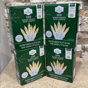 Set of 4 box 100Ct Warm White Mini LED Wedding Christmas Lights With White Wire